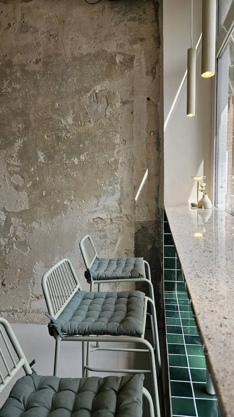 Seating area inside the shop